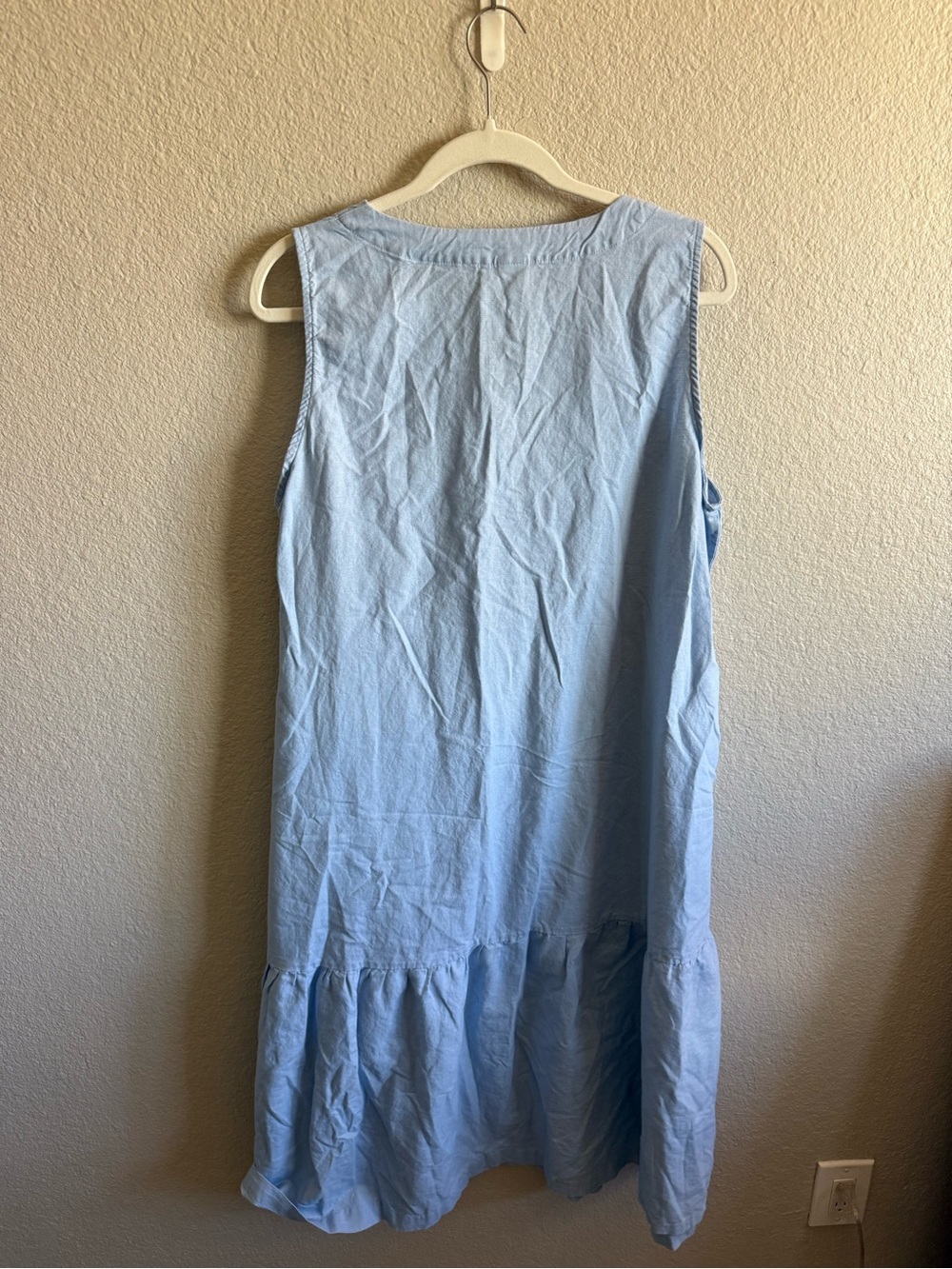 Lintico 100% Linen Sleeveless Maxi Dress Light Blue Coastal Flowy Natural XXL - Picture 8 of 9